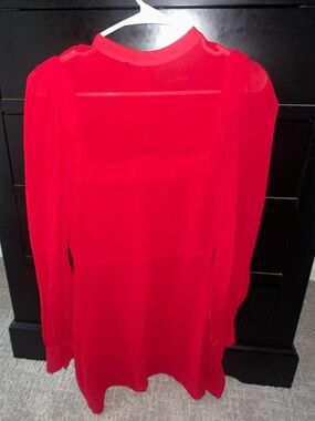 Reformation Red Sheer Long Sleeve dress
